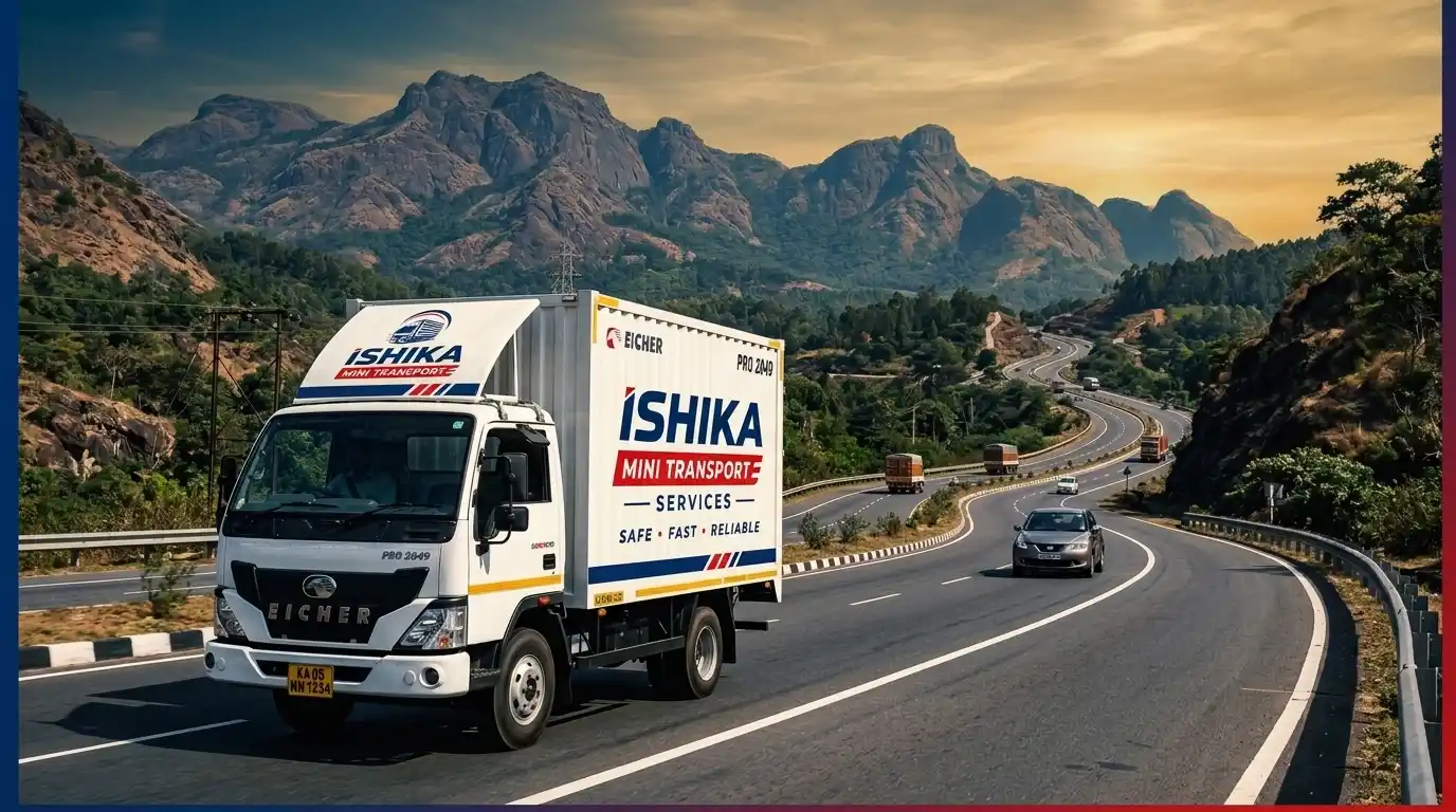 Ishika Mini Transport branded truck on Indian highway