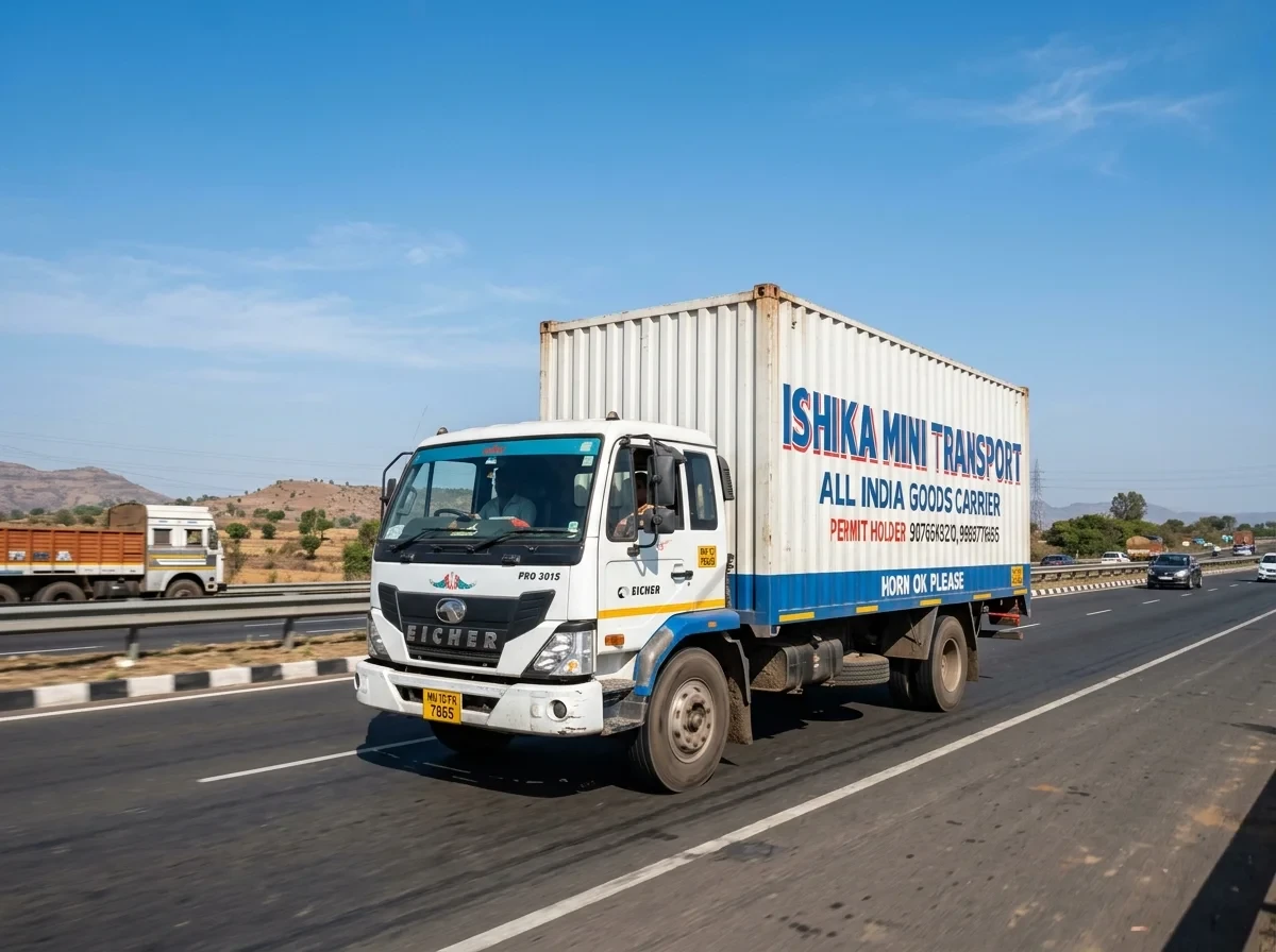 Ishika Mini Transport branded truck fleet in Hyderabad